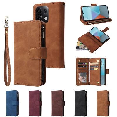 Leather Zip Wallet Case For Xiaomi 13T Redmi 13C K60 Ultra Note13 Pro Flip Cover - Image 1 of 4