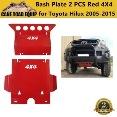 3mm Red 4X4 Bash Plate Front Sump Guard for Toyota Hilux 2005-2015 N70 Underbody - Image 1 of 4