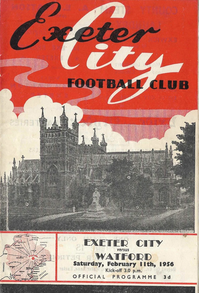 Exeter City v Watford. Division 3. 1955-1956 - Image 1 of 1