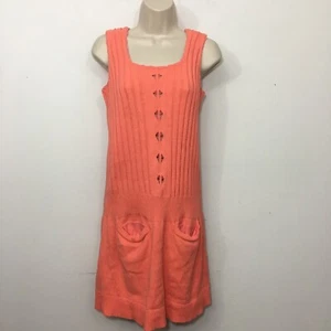 See By Chloe Ribbed Knitted Sleeveless Cotton Sweater Dress orange 46 IT / 10 US - Picture 1 of 11