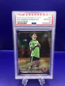 2022-23 Topps Stadium Club Chr UEFA Gold Prism /50 Alejandro Garnacho PSA10 RC - Picture 1 of 2