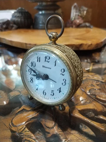 Vintage 1960s wedgefield W Germany brass filigree alarm clock. PARTS, repair Cover