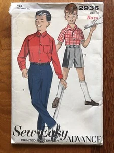 Vintage 1960s BOYS SHIRT PANTS SHORTS ADVANCE Sewing Pattern #61 - Picture 1 of 6