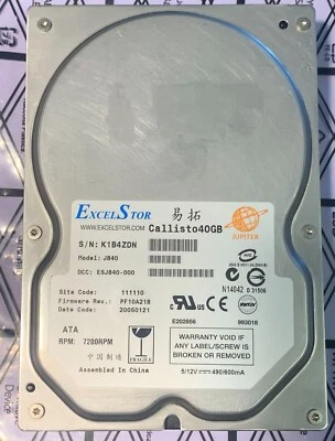 EXCELSTOR Callisto J840 40 GB 7200 U/Min 2 MB Ata / Pata / Ide 3,5" - Immagine 1 di 4