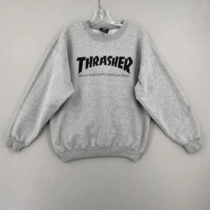 Thrasher Crewneck Pullover Sweatshirt Adult Medium Gray Black Logo Skate Y2K - Picture 1 of 14