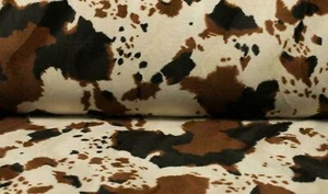 Kunst Pony Leder Velboa Stoff Creme Braune Kuh - Bild 1 von 1