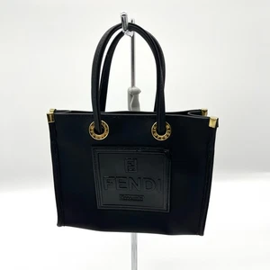 Fendi Tote Bag Mini Purse Patent Rubber Silicon Black From Japan Authentic - Picture 1 of 9