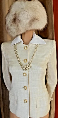 SERENE ELEGANCE CHRISTIAN DIOR UNIQUE LUX BLAZER JACKET RMVBL DTLS PEARL BTNS 2P - Image 1 of 4