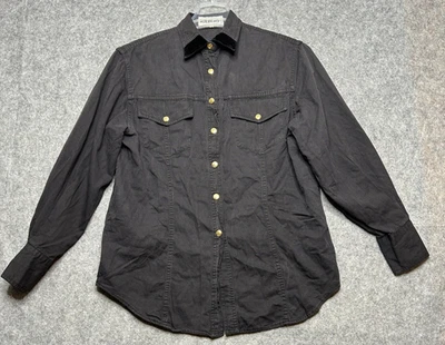 Camisa Iceberg Mujer Mediana Negra Italia Broches Cuello Terciopelo Clásica Diversión Occidental Foto 1 de 4