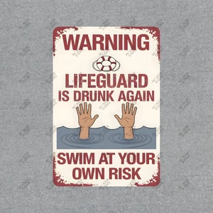 Funny Warning Sign Lifeguard is Drunk Again Humorous Pool Decor #609 - Picture 1 of 1