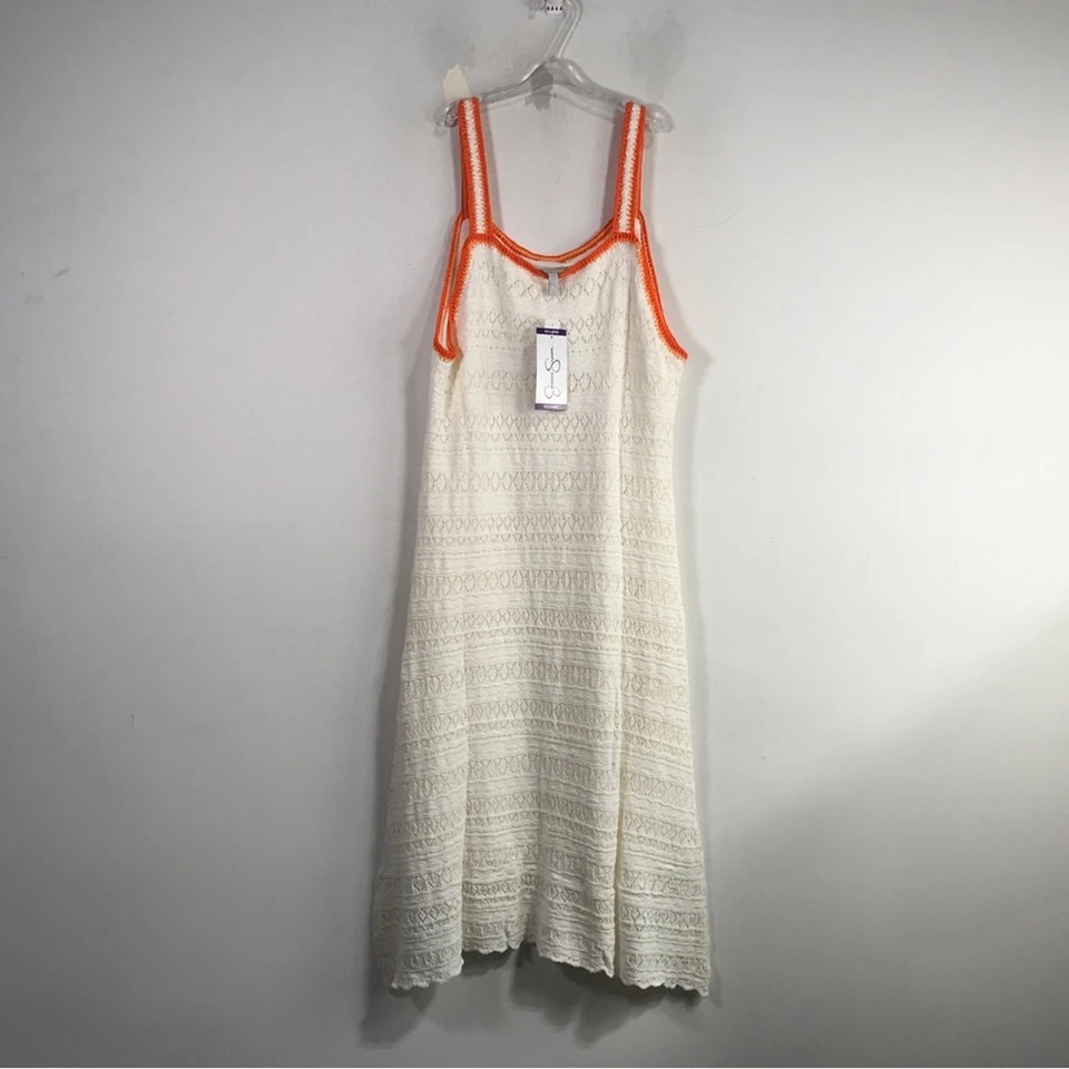 Vestido sin mangas Jessica Simpson tejido a ganchillo, para mujer talla XXL - blanco/naranja Foto 1 de 4