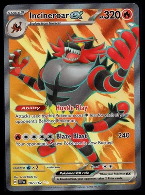Incineroar ex 187/162 SV05 Temporal Forces –  Holo Pokémon TCG - Image 1 of 2