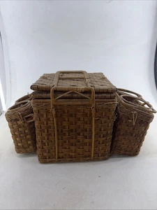 Cesta de picnic grande de mimbre con portador de utensilios portador de vino y mesa desplegable - Imagen 1 de 19