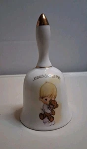 De colección. Campana de mano Precious Moments Jesus Loves Me 1978 bebé niño oso decoración de regalo - Imagen 1 de 3