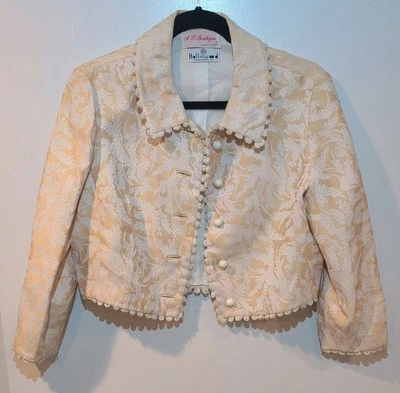 A.F. Boutique Anne Fogarty Yellow Suit Dress Blazer Sz Vintage 8 W-24 B-31 (S) - Image 1 of 4