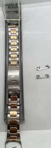 HADLEY ROMA Mens Watch Band Silver/Gold Micron Plate Curved/Straight Deployant - Picture 1 of 8