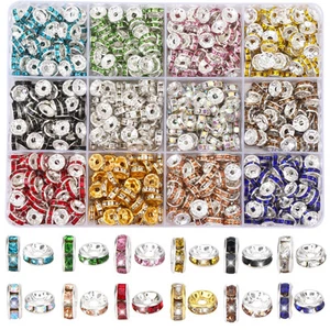 720Pcs Rhinestone Spacer Beads for Jewelry Making, Rondelle Crystal 8mm Bead ... - Picture 1 of 7