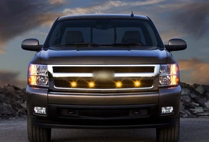 4x Front Grille Bumper Grill Hood Amber LED Lights For Chevy Silverado 1500 2500 - Picture 1 of 10