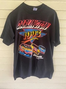 Vintage 90s Darlington Black Nascar Racing T-Shirt 1993 "Too Tough To Tame" - Bild 1 von 5