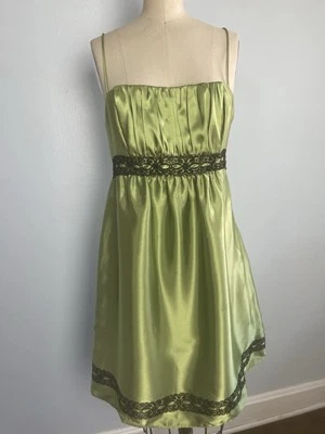 Vestido de finales de los 90 años 90 Y2K Jessica McClintock Gunne Sax verde ácido cóctel fiesta Foto 1 de 4