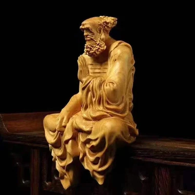 Madera de boj china talla Dharma iluminación 2 Foto 1 de 4