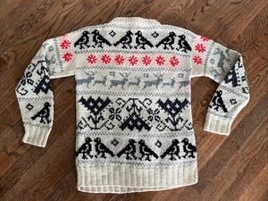 Vintage Adrien Racine Cable Knit Wool Nordic Sweater Hand Made In Quebec XS/SM - Picture 1 of 16