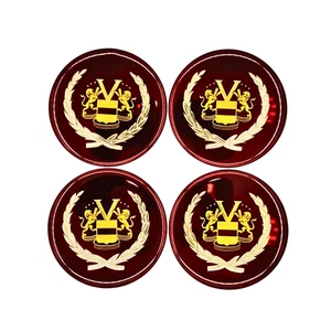 4 New Cadillac Vogue Appliance (FWD) 2 7/8" Burgundy Wire Wheel Emblems! - Picture 1 of 1