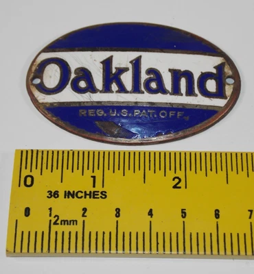 Raro 1918 Oakland Radiador Emblema Coche Automotriz Capucha Placa de Identificación Insignia Logo EE. UU. Foto 1 de 4