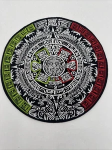 Mexican Aztec Calendar Calendario Design Embroidered Applique Patch 9" Iron On - Picture 1 of 3