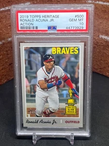 Topps Heritage 2019 - Ronald Acuña Jr. Action #500 PSA 10 GEM MT - Imagen 1 de 2