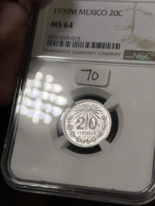 NGC MS64 Mexico 20 Centavos 1939 - Picture 1 of 2