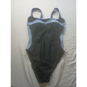 Costume da bagno Trimshaper pezzo unico nero blu vita alta sfacciato donna taglia 12 - Foto 1 di 6