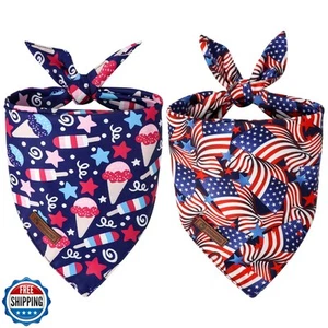 DOGWONG Amerikanische Flagge Hund Bandanas 2er Pack, 4. Juli Dreieck Wende Pa - Bild 1 von 5