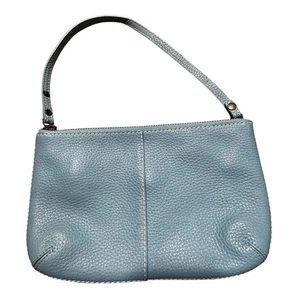 GAP hell puderblau Leder Reißverschluss Top Griff Handtasche kleine Tasche Etui Clutch - Bild 1 von 8