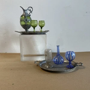 Accessoires Maison Poupée Carafe Verre Plateau Plomb XIXème - Foto 1 di 13