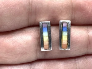 Designer Ohrstecker Marsala 925 Sterling Silber rhodiniert Regenbogen Steine - Bild 1 von 6