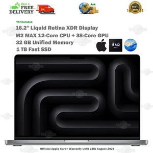 Apple MacBook Pro 16.2″ Inch M2 MAX 12C/38C 32GB RAM 1TB SSD Laptop & AppleCare+ - Picture 1 of 24