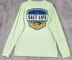 Salt Life Shirt Mens XL Green Long Sleeve Live Salty Logo Outdoor Fishing - Picture 1 of 12