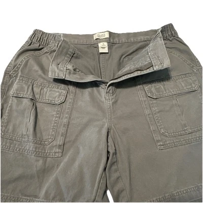 Shorts cargo Croft & Barrow 36 masculino combate safári cinza elástico 100% algodão - Imagem 1 de 4