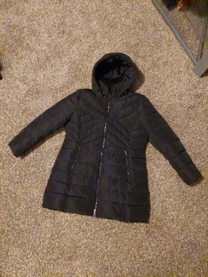 Kenneth Cole Reaction Women's Quilted Puffer Down Coat Black Med hood Sz XL - Image 1 of 4