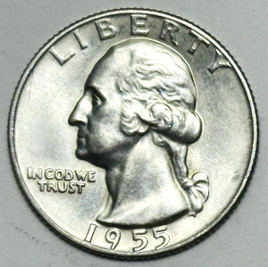 1955D 25 Cents Washington 90% Silver Quarter US - Nice Coin! - Bild 1 von 4