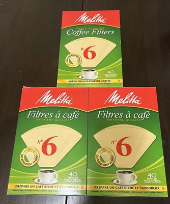 Filtro de café cono Melitta 626412 #6- 40 unidades. Paquete de 3. Total de 120 filtros. Foto 1 de 4