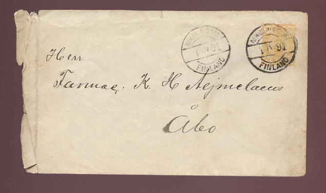 FINLANDIA 1891 P. PAPELERÍA 20p AMARILLO NIKOLAISTADT > ABO Foto 1 de 1