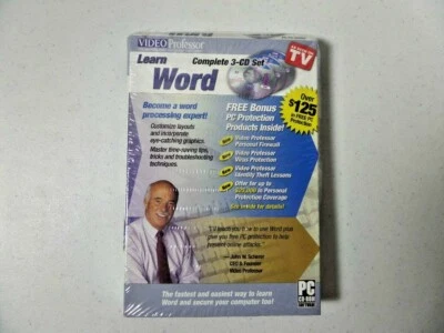 Juego completo de 3 CD Rom Video Professor Learn Word de colección - Nuevo 2006 Foto 1 de 2