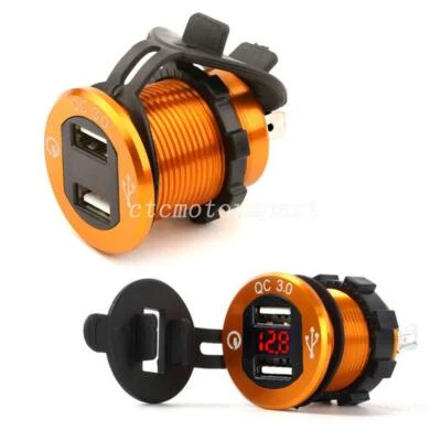 12V 24V QC 3.0 Dual USB Socket Charger Red LED Voltmeter for Car Boat Truck - Image 1 of 4