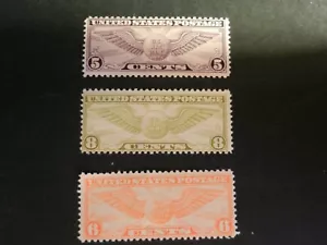 #C16-7 & C19 *WINGED GLOBE* AIR MAIL STAMPS. MH, F-VF, OG. - Picture 1 of 1