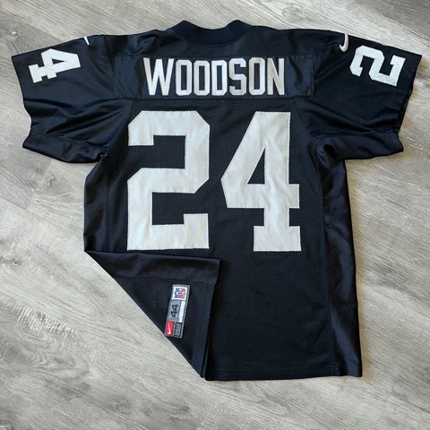 Authentic Charles Woodson Oakland Raiders Jersey 44 Large Nike Vintage Las Vegas Cover