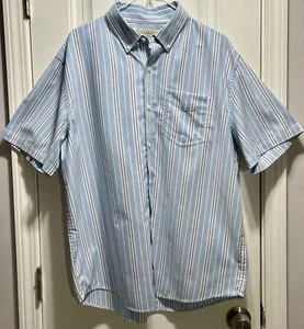 LL Bean Hemd Herren Gr. Large Blau Gestreift Kurzarm Button Down Baumwolle 500835 - Bild 1 von 12