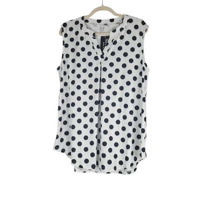 Newchoice Top Womens XL Polka Dot V-Neck Sleeveless Tank Tunic Black White NWT - Image 1 of 4