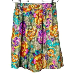 Restless Clothier Vintage 90s Silk Watercolor Floral Flowing Shorts Size Medium - Picture 1 of 11